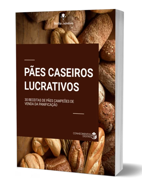 capa do livro eletrônico pães caseiros lucrativos com o título e a foto de pães caseiros no fundo